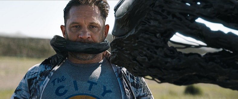 Tom Hardy as Eddie Brock and Venom in the Kelly Marcel directed Venom: The Last Dance. Image property of Sony Pictures Releasing.