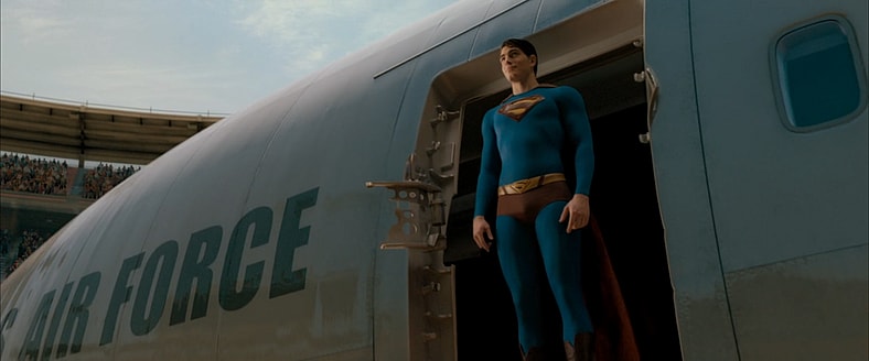 Superman (Brandon Routh) makes his triumphant return in Superman Returns (2006), Warner Bros. Pictures