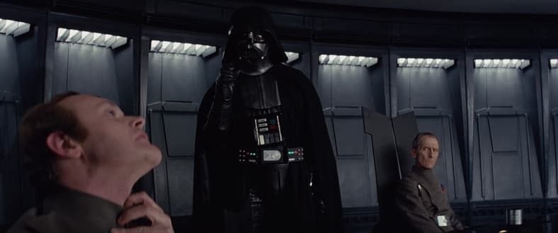 Darth Vader finds Admiral Motti's lack of faith disturbing in Star Wars: Episode IV - A New Hope