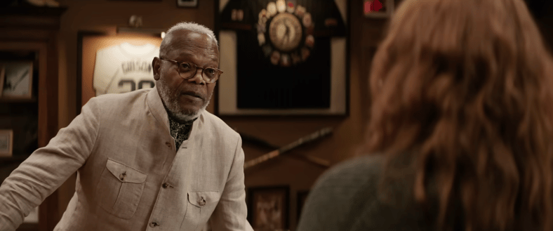 Samuel L. Jackson as Alfie and Bryce Dallas Howard as Elly Conway in Argylle (2024), Universal