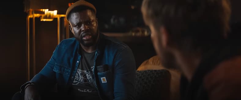 Winston Duke is Dan Tucker and Ryan Gosling is Colt Seavers in The Fall Guy, directed by David
