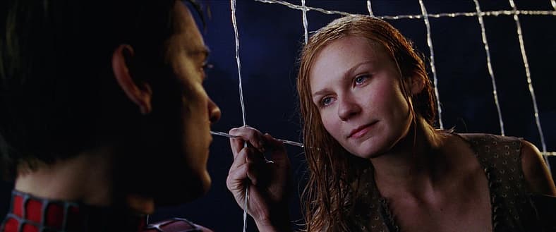 Mary-Jane Watson (Kirsten Dunst) learns Peter Parker's secret in Spider-Man (2002), Sony