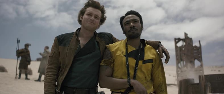 Han Solo (Alden Ehrenreich) with Lando Calrissian (Donald Glover) in Solo: A Star Wars Story (2018)
