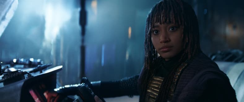Mae (Amandla Stenberg) is on the trail of her next target in The Acolyte (2024), Disney