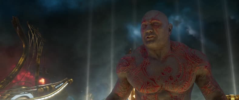 Drastic times call for drastic measures, and drastic measures call for Drax (Dave Bautista) in Guardians of the Galaxy Vol. 2 (2017), Marvel Studios
