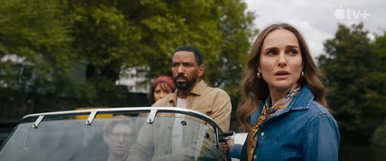 Patrick Murphy(Laz Alonso) and Charlotte Purdue (Natalie Portman) are on a mission to find a new clue in Fountain of Youth (2025), Apple Studios