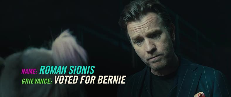 Harley Quinn (Margot Robbie) provides trivia about Black Mask (Ewan McGregor) in Birds of Prey