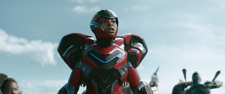 Riri Williams (Dominique Thorne) prepares for takeoff in Black Panther: Wakanda Forever (2022)