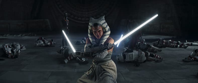 Sabine Wren, Ahsoka Tano, Ezra Bridger with Night Troopers in Lucasfilm's STAR WARS: AHSOKA
