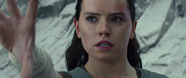 Rey finds a way out of a cave-in in Star Wars: Episode IX - The Last Jedi (2017), Disney