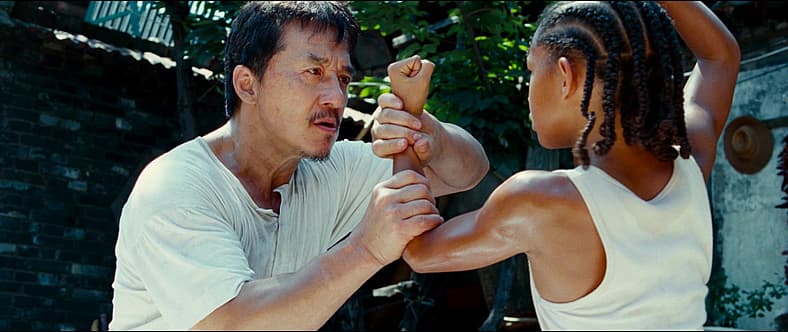 Mr. Han prepares to give Dre his first martial arts lesson in The Karate Kid (2010), Sony Pictures