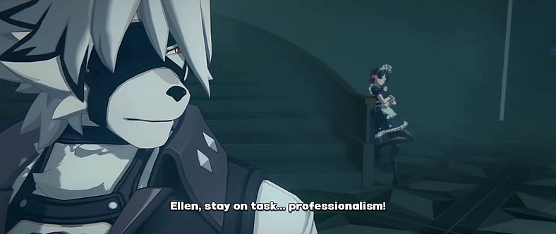 Von Lycaon (Kobayashi Chikahiro) asks Ellen Joe (Wakayama Shion) to be professional in Zenless Zone Zero (2024), HoYoverse