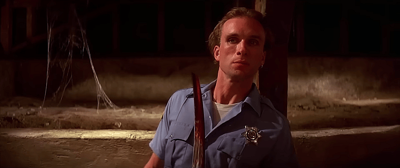 Peter Greene goes medieval in Pulp Fiction (1994), Universal Pictures