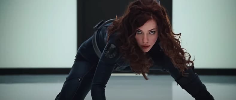 Black Widow (Scarlett Johansson) fights Hammer security in Iron Man 2 (2010), Marvel Studios