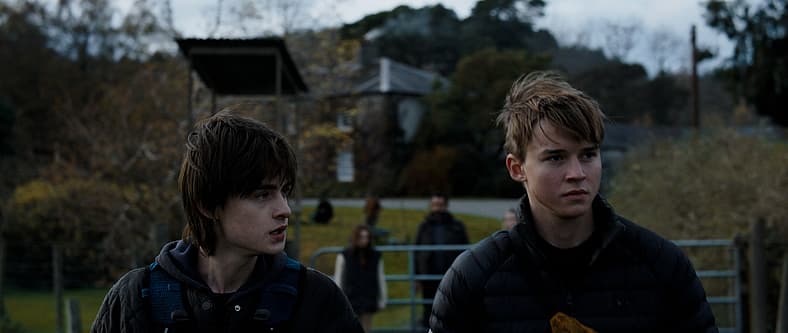 Jaeden Martell and Maxwell Jenkins as Joseph and Thomas in Arcadian action horror film