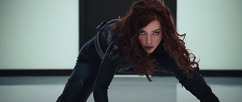 Black Widow (Scarlett Johansson) fights Hammer security in Iron Man 2 (2010), Marvel Studios