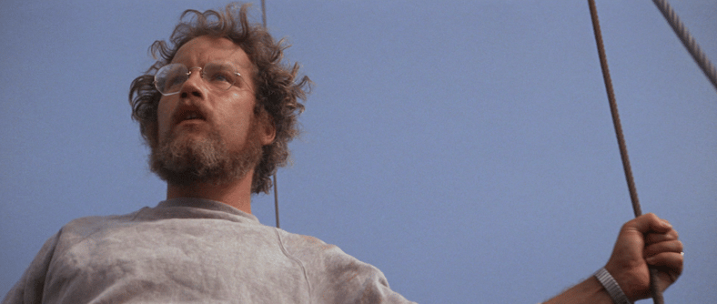 Matt Hooper (Richard Dreyfuss) sees the shark for the first time in Jaws (1975), Universal Pictures