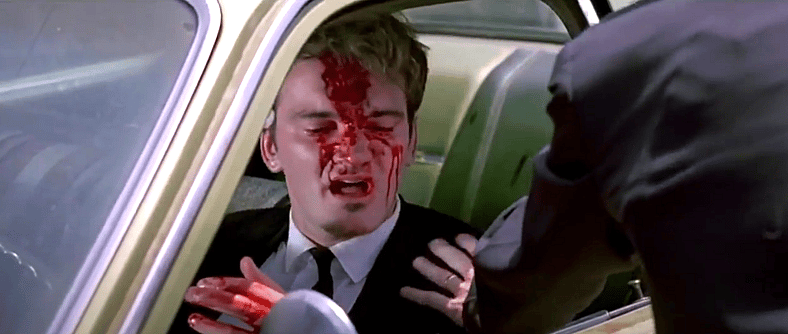 Mr. Brown (Quentin Tarantino) is guilty of DWI - dying while incapacitated - in Reservoir Dogs (1992), Miramax