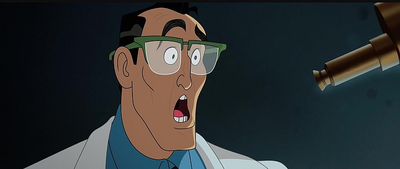 A scientist (Fred Tatasciore) learns the truth is out there and headed right for him in The Day the Earth Blew Up: A Looney Tunes Movie (2024), Warner Bros. Animation