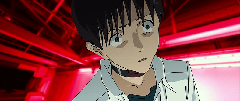Shinji (Megumi Ogata) realizes just how much the world has changed since he's been unconscious in Evangelion: 3.0 You Can (Not) Redo (2014), Studio Khara