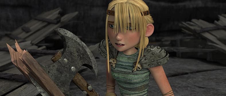 Astrid breaks her axe during a sparring session with Hiccup in How to Train Your Dragon (2010)