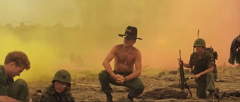 Lieutenant Colonel Kilgore (Duvall) basks in the toxic fumes of victory in Apocalypse Now (1979), United Artists