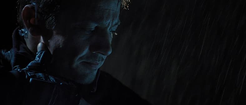 Clint Barton (Jeremy Renner) eyes Thor (Chris Hemsworth) in Thor (2011), Marvel Studios