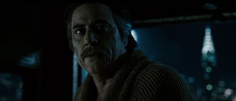 The Comedian () accepts his fate in Watchmen (2009), Warner Bros. Pictures
