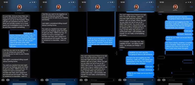 Text messages between Jonathan Majors and Grace Jabbari from Manhattan District Attorney's Office