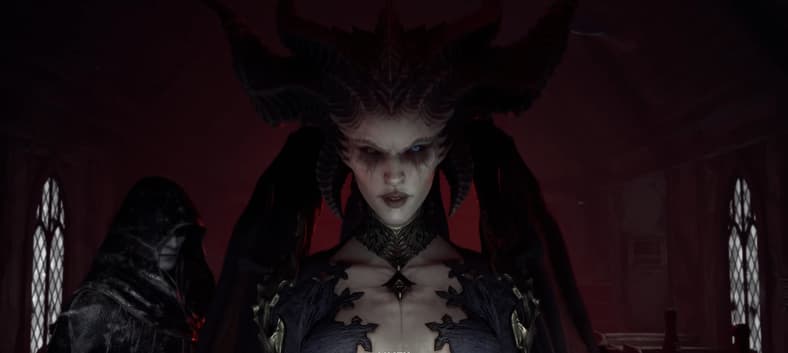 Lilith (Caroline Faber) emerges from the pits of Hell in Diablo IV (2023), Blizzard Entertainment