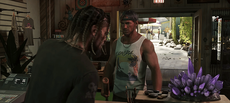 Jason (TBA) beats a cashier into submission in Grand Theft Auto VI (2026), Rockstar Games