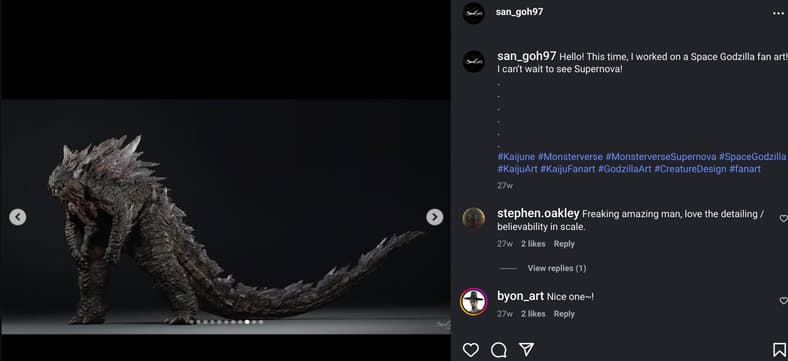 Full scale SpaceGodzilla design by San Goh (@san_goh97) via Instagram