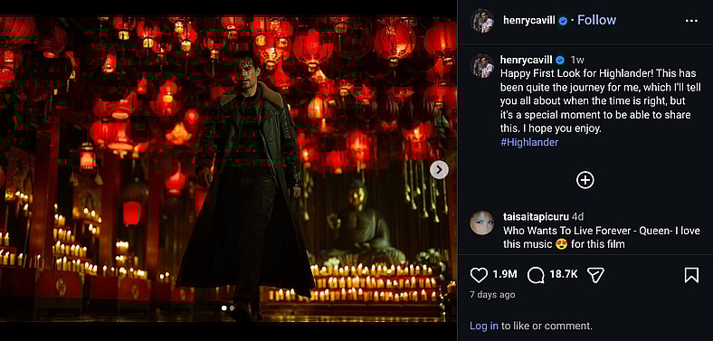 Henry Cavill enters the shrine via Instagram