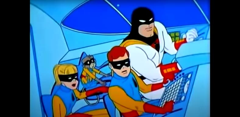 Space Ghost and the gang in the intro to the 1966 series, Hanna Barbera