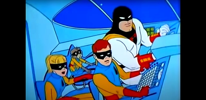 Space Ghost and the gang in the intro to the 1966 series, Hanna Barbera
