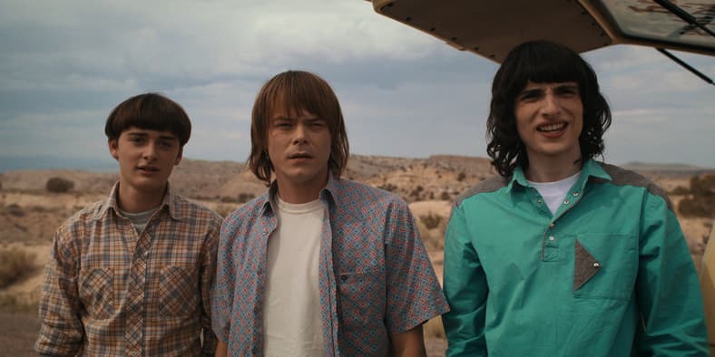Noah Schnapp as Will Byers, Charlie Heaton as Jonathan Byers, Finn Wolfhard as Mike Wheeler in