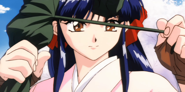 Sakura Shinguji (Chisa Yokoyama/Jenny Larson) prepares to fight a robot in Sakura Wars (1996), Sega