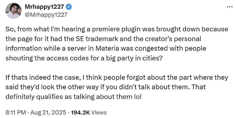 Mrhappy1227 summarizes what he's heard of Mare Synchronos being shut down.