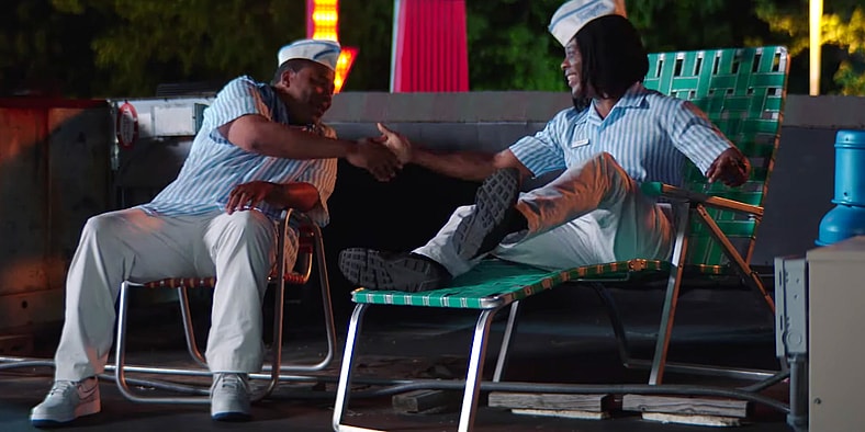 Ed (Kel Mitchell) and Dex (Kenan Thompson) reunite in Good Burger 2 (2023), Paramount Plus