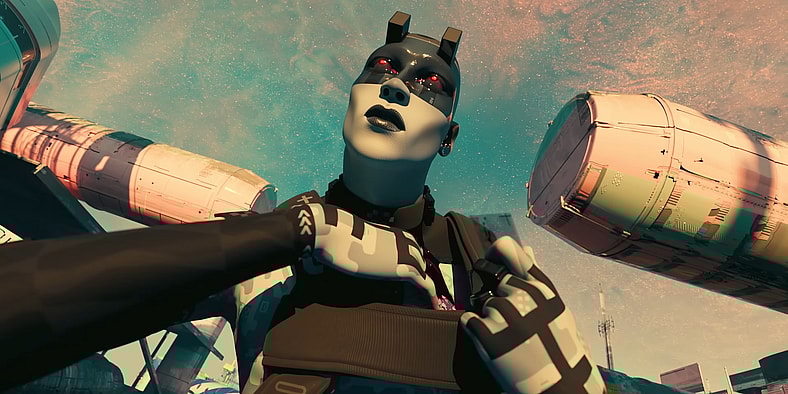 Void (Elias Toufexis) stashes away a piece of valuable loot in Marathon (2025), Bungie