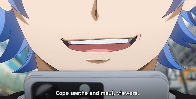 Soji Enishiro (Parker Gray) taunts viewers in Dead Account Season 1 Episode 1 "He's a Flamebaiter" (2026), SynergySP 