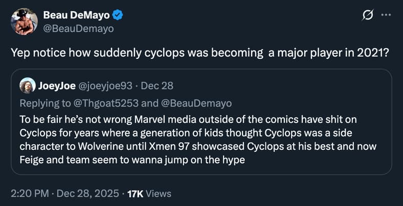 Former 'X-Men '97' showrunner Beau DeMayo weighs in on Cyclops' depiction in 'Avengers: Doomsday'.