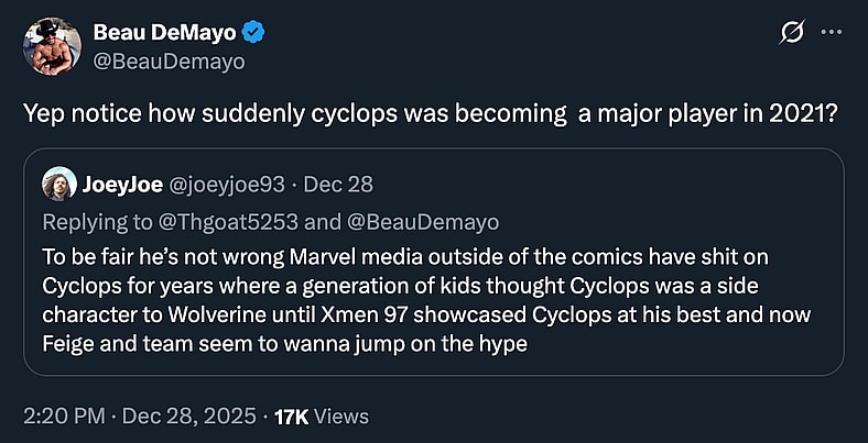 Former 'X-Men '97' showrunner Beau DeMayo weighs in on Cyclops' depiction in 'Avengers: Doomsday'.