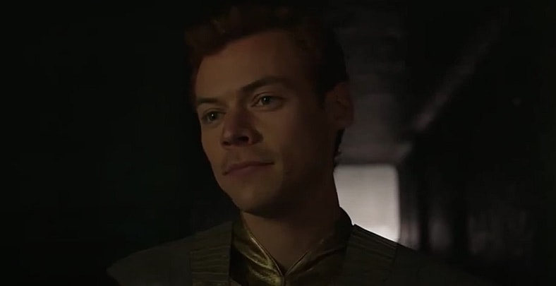 Eros/Starfox (Harry Styles) meeting the Eternals on the Domo in Eternals, 2021, Marvel Entertainment