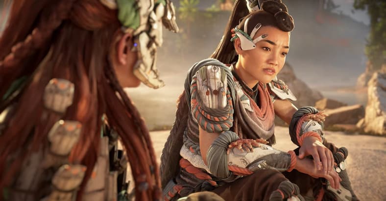 Seyka explains her plight to Aloy in Horizon Forbidden West: Burning Shores (2023), Guerrilla Games