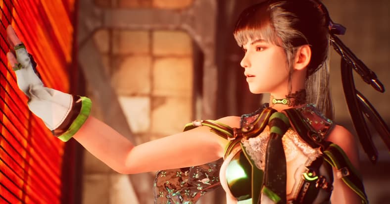 Eve (Yoon Eun-seo) comes upon the ruins of a human settlement in Stellar Blade (2024), Shift Up