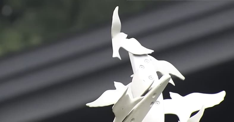 The top of the Kyoto Animation memorial, erected in remembrance of arson attack victims