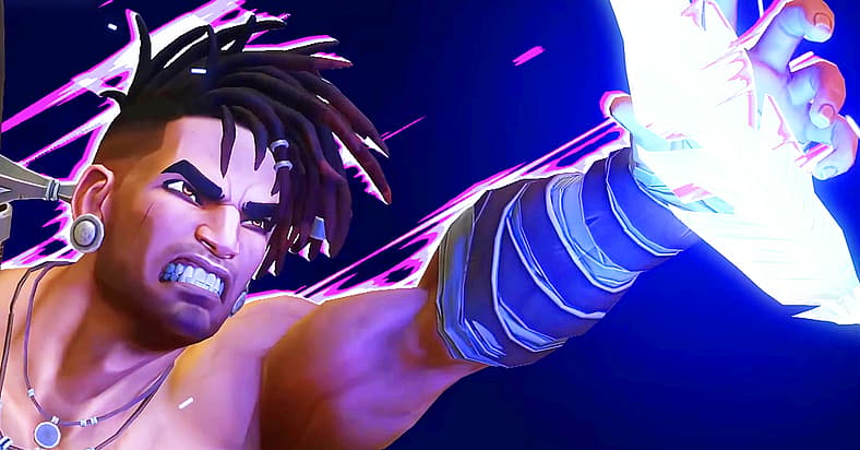 Sargon (Tommy Sim'aan) reaches for a Time Crystal in Prince of Persia: The Lost Crown (2024)