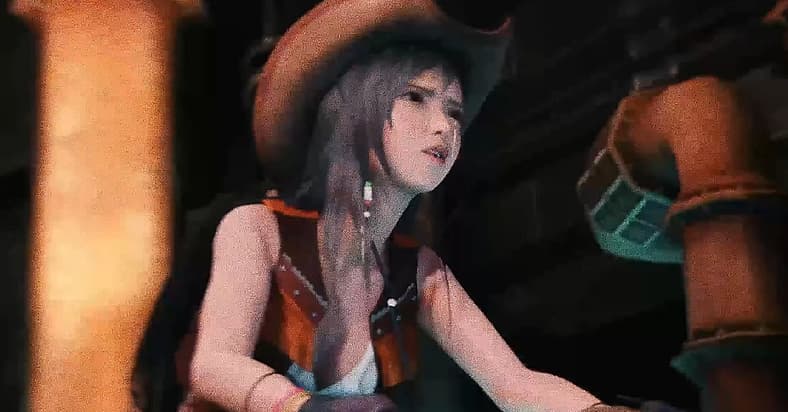 Tifa mourns her father's corpse in Final Fantasy VII Remake (2020), Square Enix