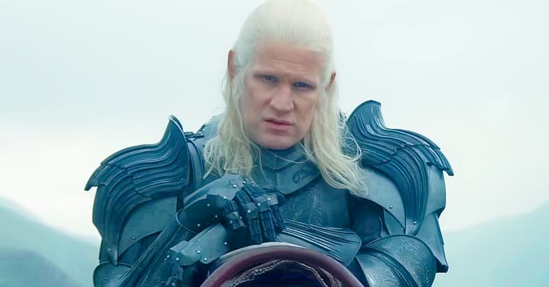 Matt Smith as Damien Targaryen riding a dragon in Game of Thrones House of the Dragon season 2, HBO